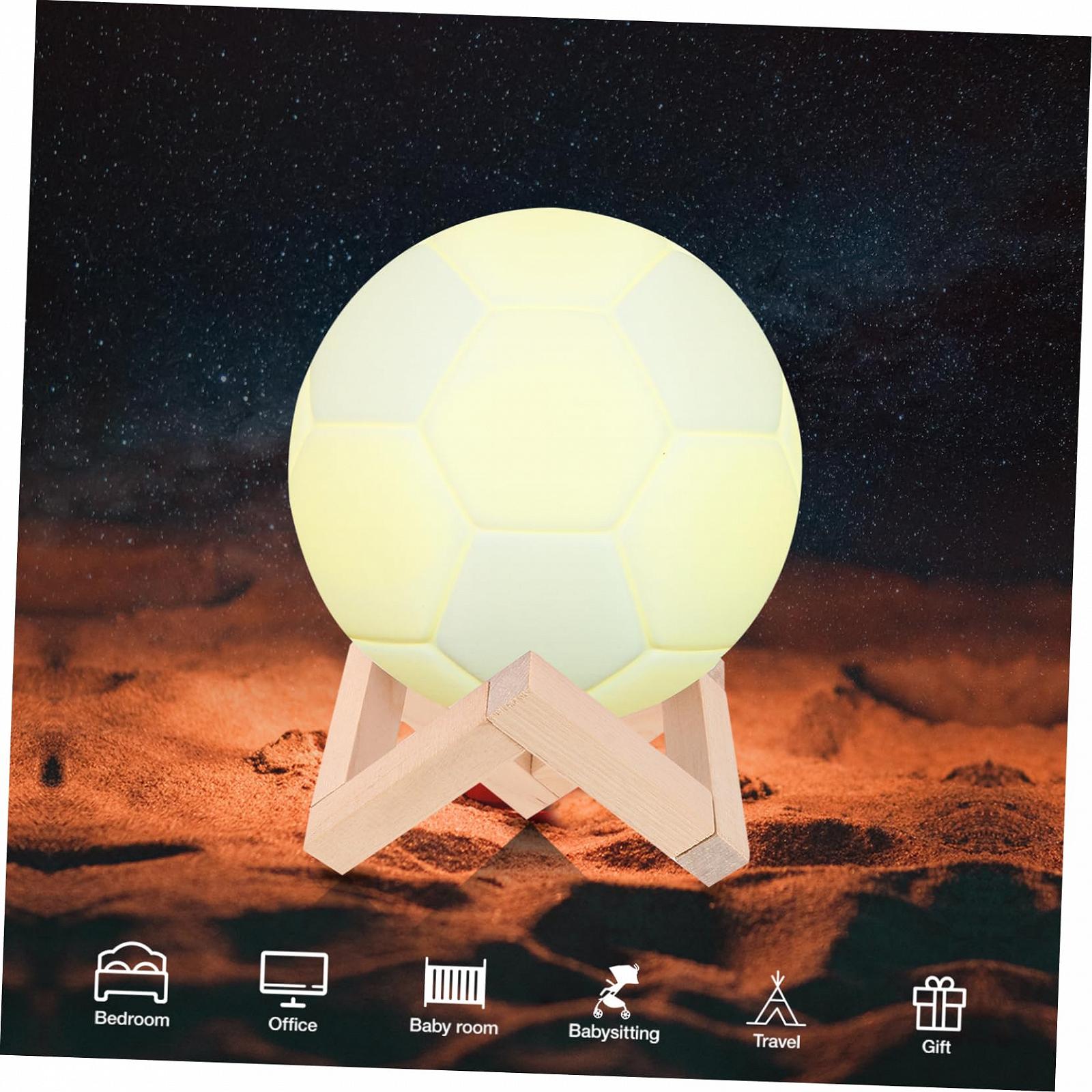 Нічник Housoutil 1 x Football з дерев'яним пультом дистанційного керування 3D, фото №4