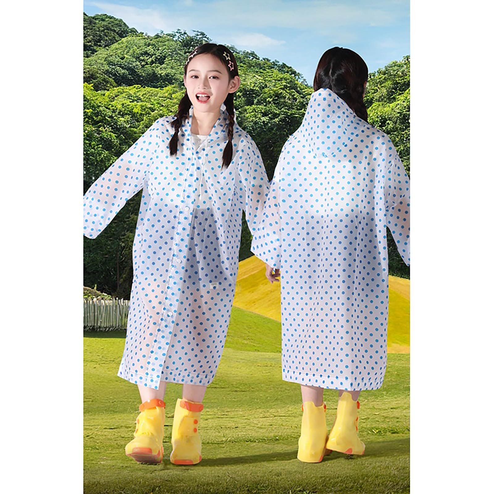 Дитячий дождевой плащ EQWIGKEIT для девочек и мальчиков, многоразовый, унисекс, водонепроницаемый, с капюшоном, для путешествий, походов, кемпинга и езды на велосипеде, фото №2