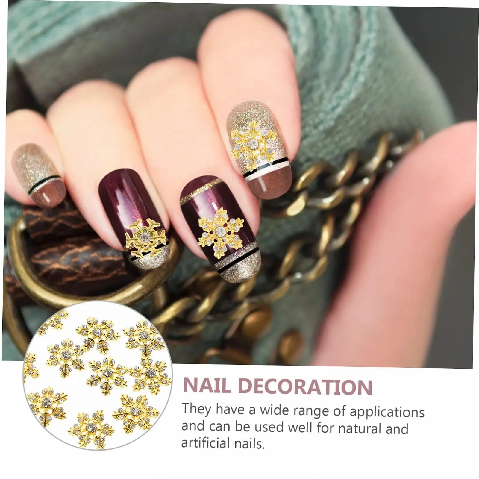 Украшение для ногтей Снежинка FRCOLOR 3D, 160 шт, Белый Бриллиантовый Сплав, фото №9