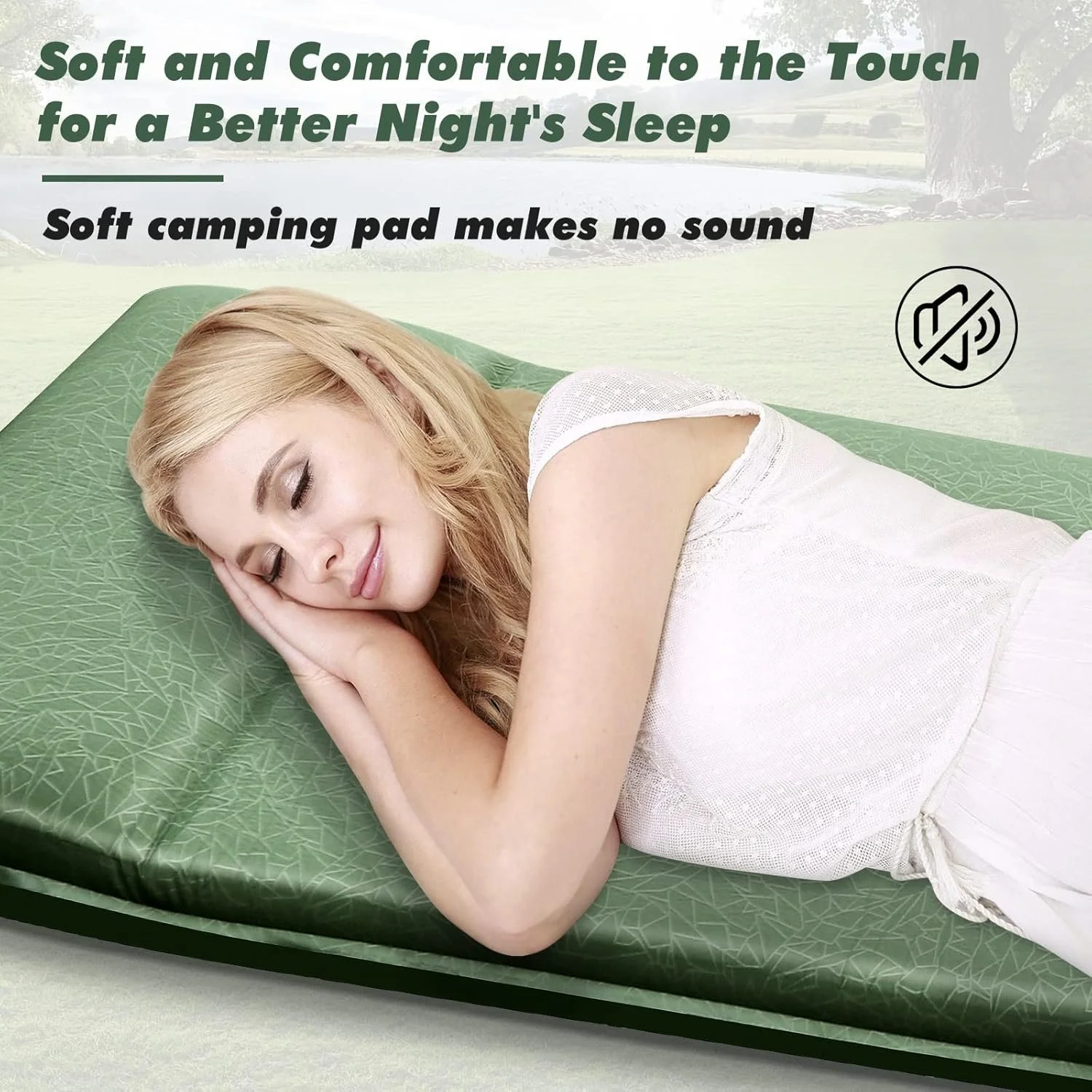 Кемпінговий мат Veapoot TTM004 194x67 см самонадувний  товщина 6 см максимум 300 кг Зелений, фото №5