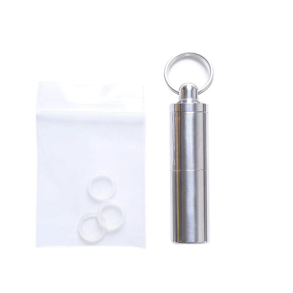 Коробка для таблеток AZXAZ Портативна таблетниця Органайзер для таблеток Брелок-підвіска Двошаровий тримач для ліків Чистий титан Водонепроникна Відкрита пляшка для таблеток для кемпінгу, походів, подорожей, фото №1