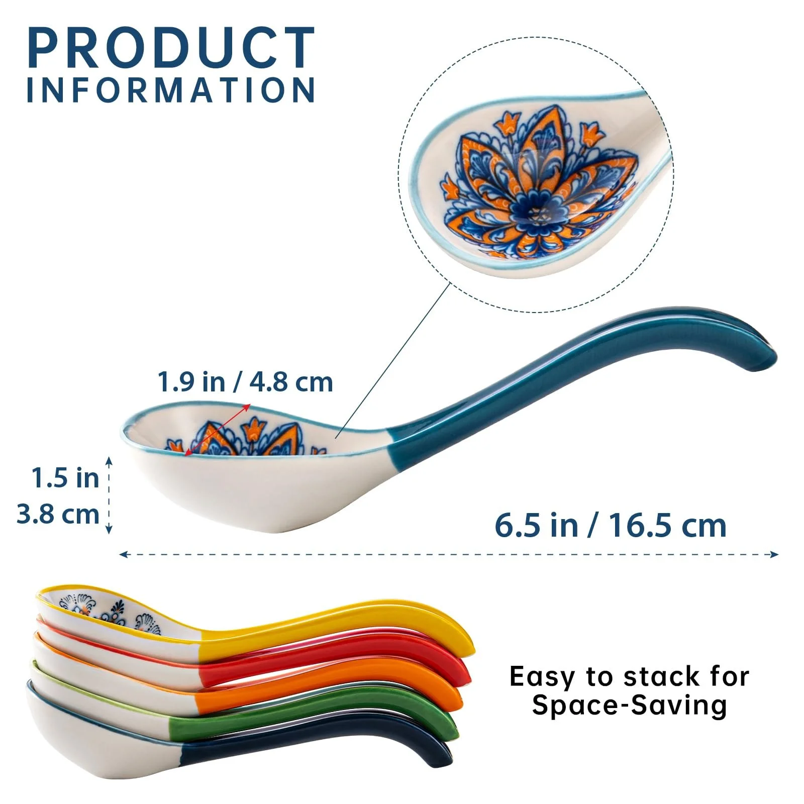 Ложка для супу порцелянова HENXFEN LEAD Bohemian Style, 6 штук, фото №2