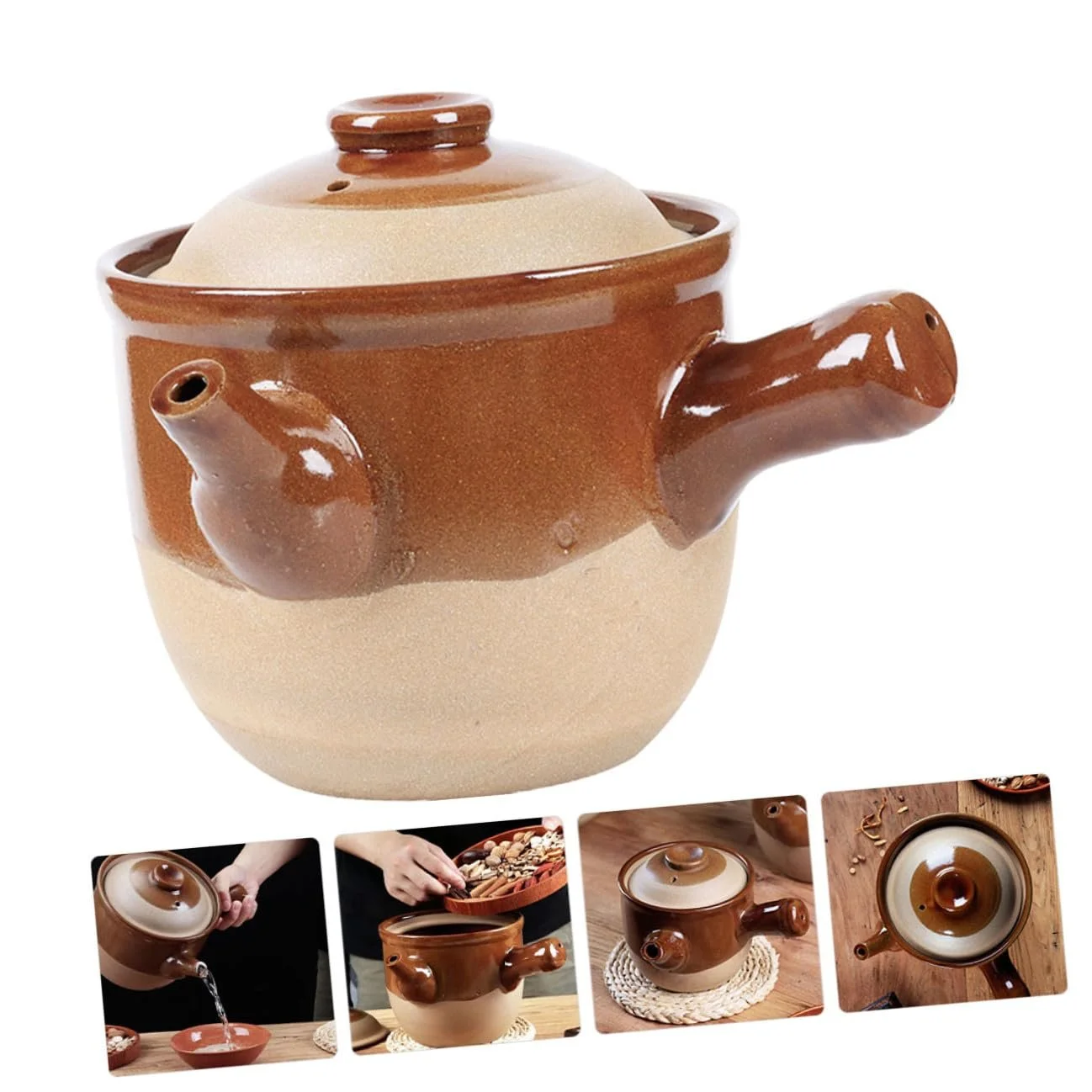 Горшок Toyvian для традиционной китайской медицины керамический термостойкий с ручкой, фото №4