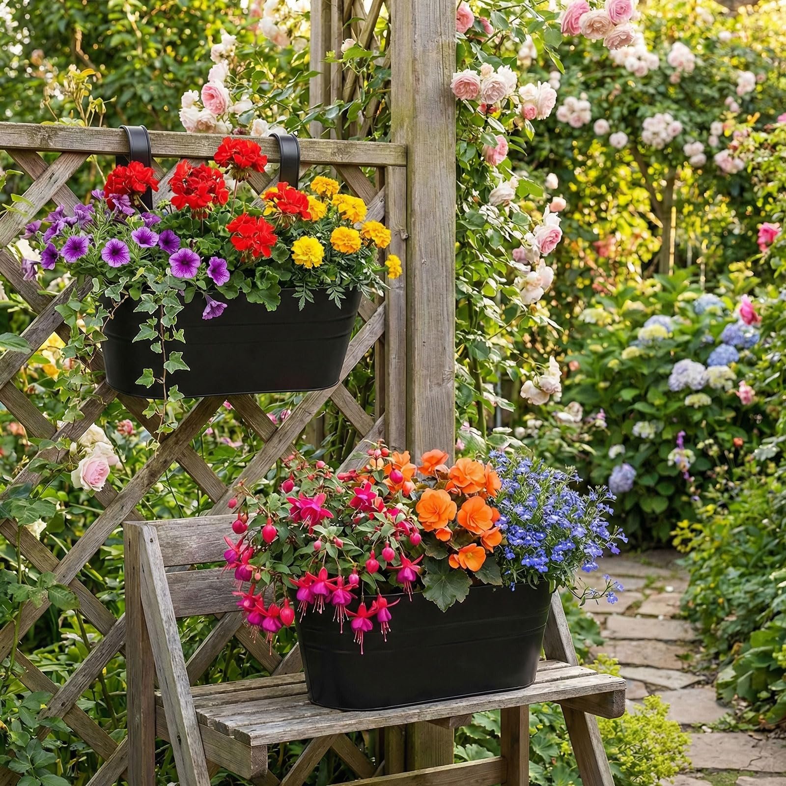 Підвісний квітковий горщик Atoke 27.5 см металевий з гачками Різнокольоровий, фото №5 Підвісний квітковий горщик Atoke 27.5 см металевий з гачками Різнокольоровий, фото №5