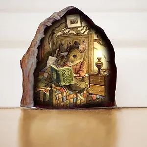 Наклейка на стіну 3D Мишача нора реалістична водостійка для спальні дитячої - Фото 1