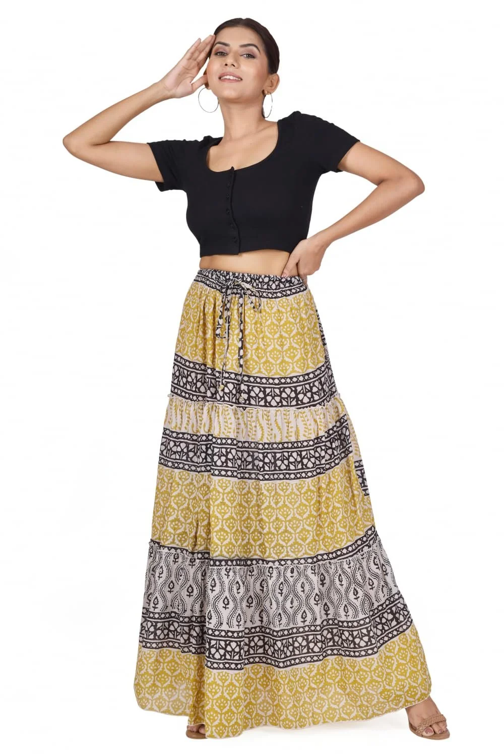 Спідниця GURU SHOP Chic Максі, 38, Чорний, бавовна, фото №3