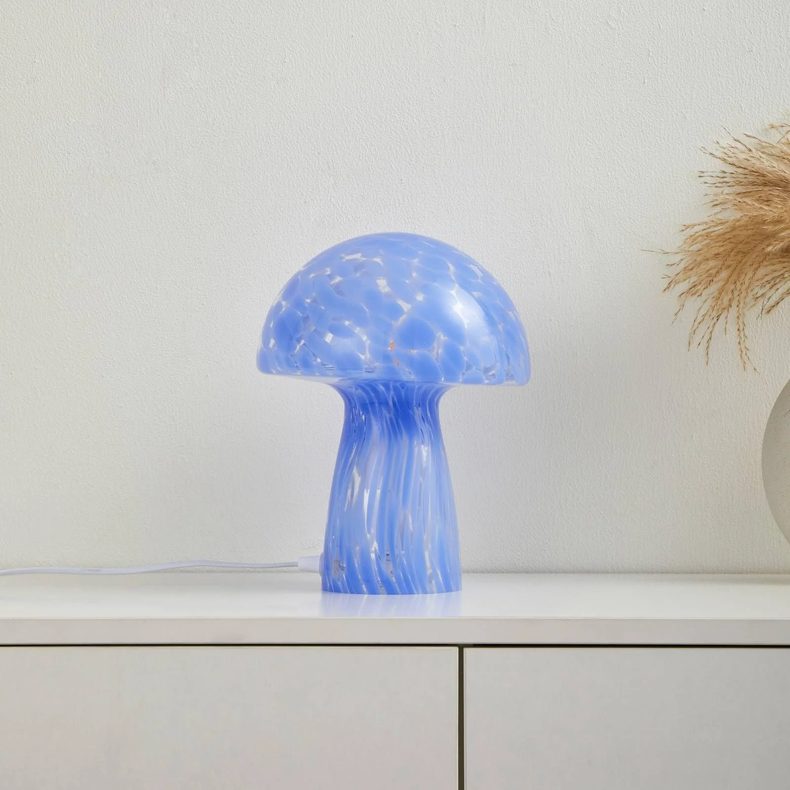 Настільна лампа Lindby Hubi Modern 1 лампа E27 синє скло, фото №4