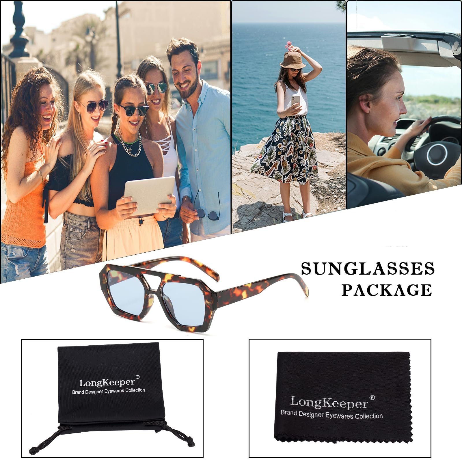 Сонцезахисні окуляри Авіатори Long Keeper Ретро Класичні Квадратні з подвійним містком у стилі 70-х, фото №7