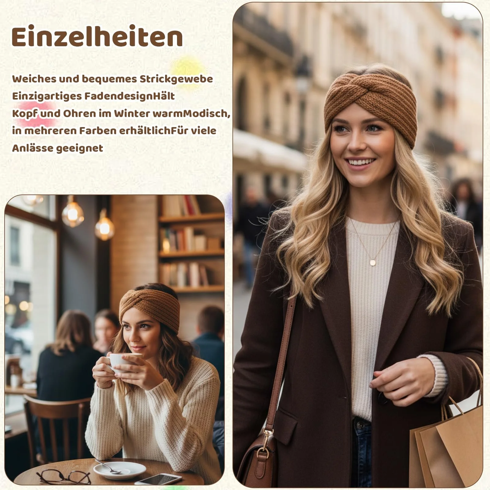 Набір з зимових пов'язок для голови жіночих Осінь-Зима, фото №7 Набір з зимових пов'язок для голови жіночих Осінь-Зима, фото №7