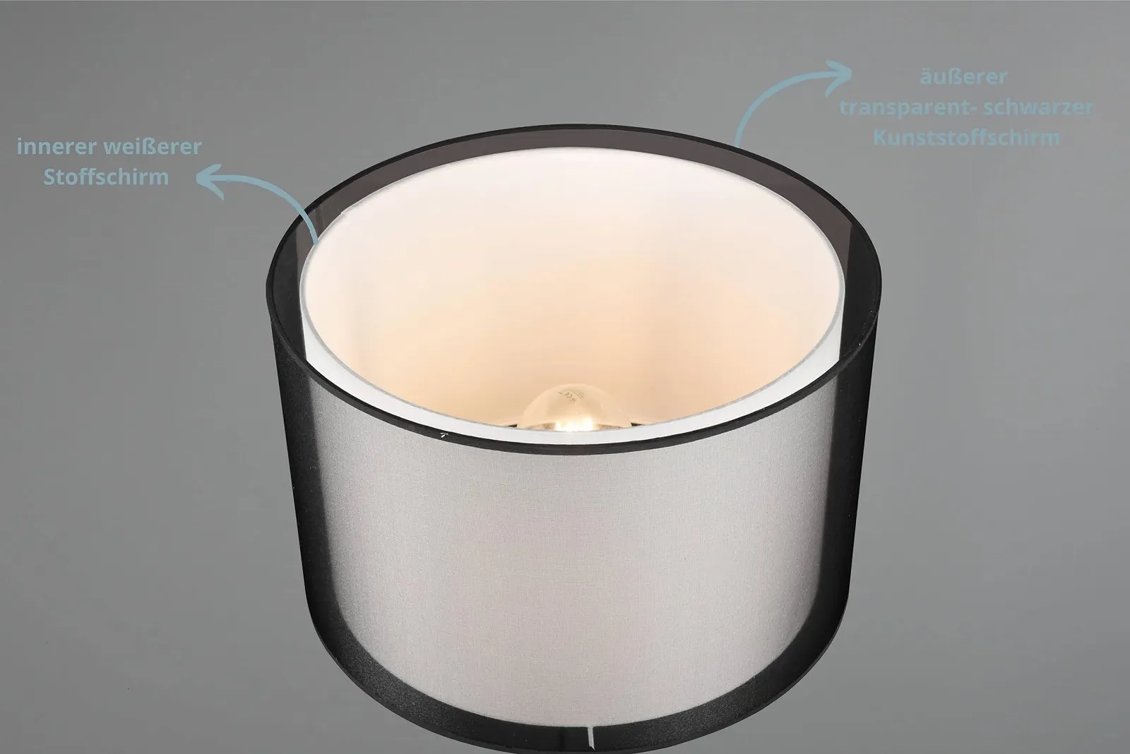 Настільна лампа Barto Метал Тканинний абажур 28 x 12 см Матовий чорний / Димчастий, фото №2