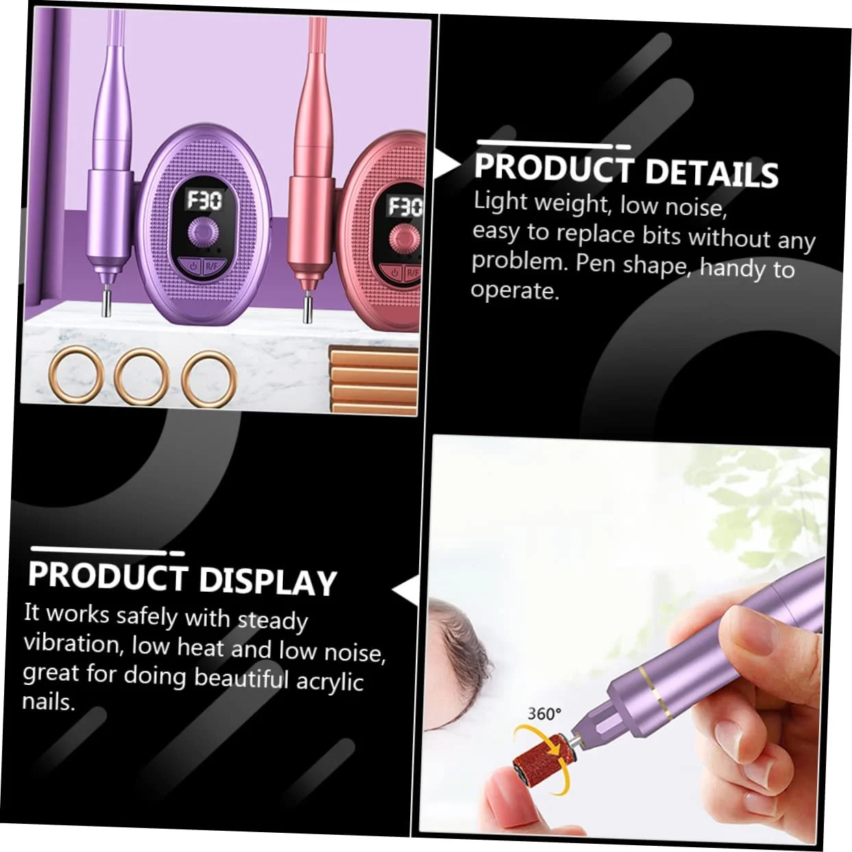 Электрическая машинка для ногтей OATIPHO Регулируемая Аккумуляторная Фиолетовая, фото №6 Электрическая машинка для ногтей OATIPHO Регулируемая Аккумуляторная Фиолетовая, фото №6