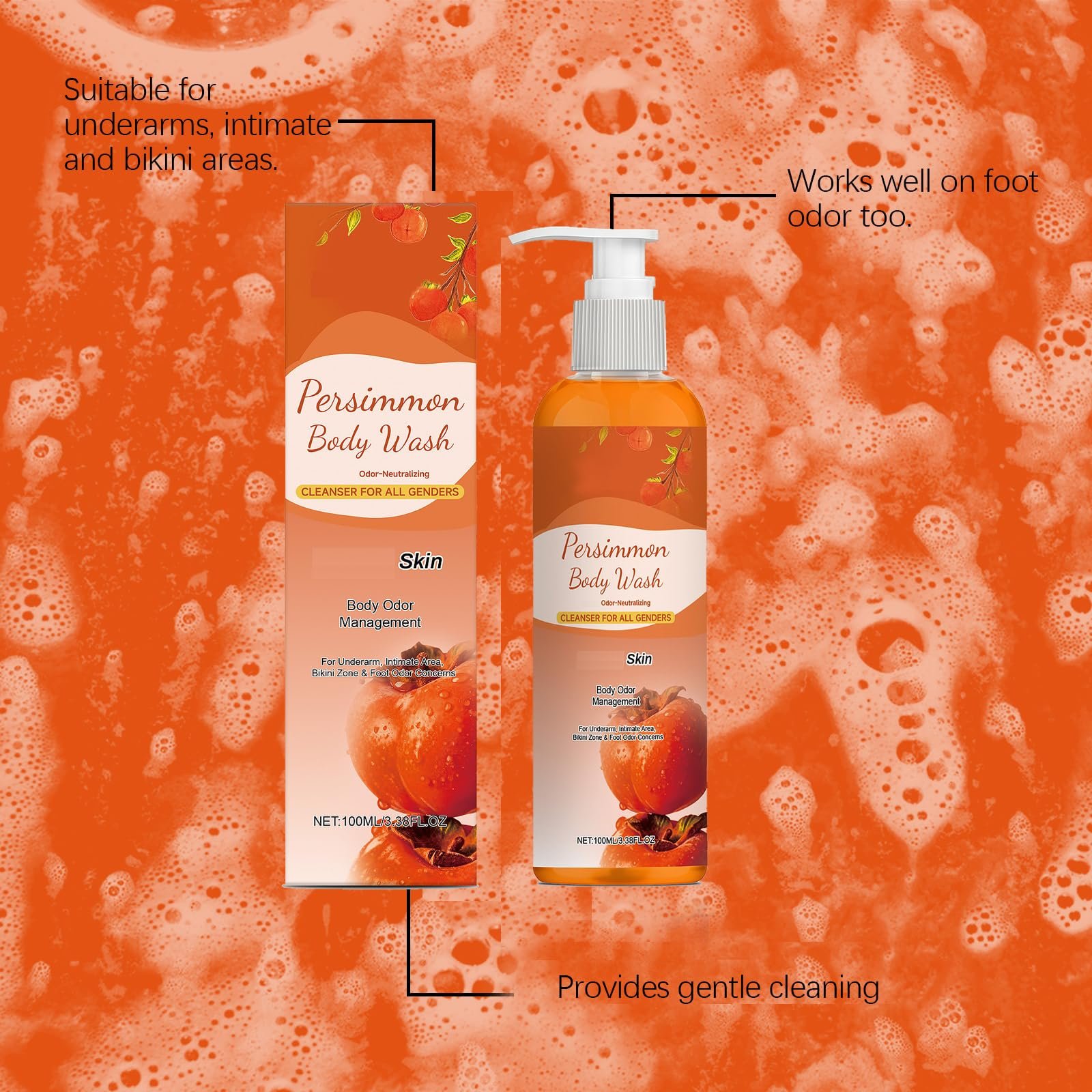 Гель для душу Persimmon видалення запаху тіла дезодоруючий очищення та догляд (2 шт), фото №4
