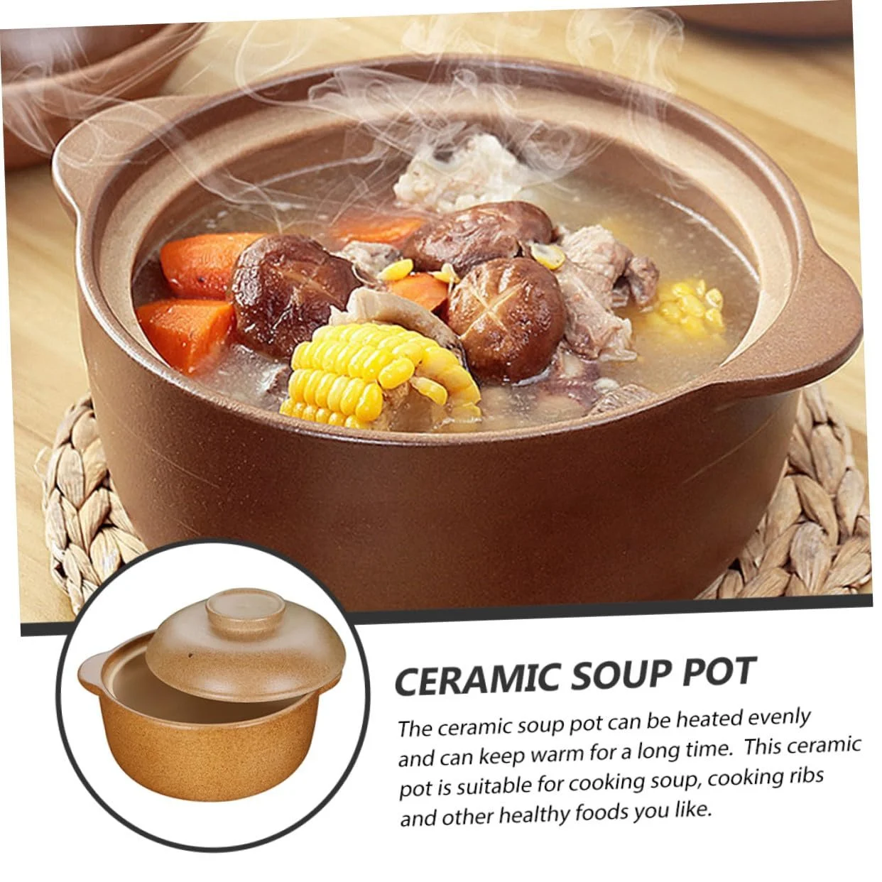 Кастрюля керамическая NOLITOY 1,6 л с плоским дном и термозащитными ручками, фото №3