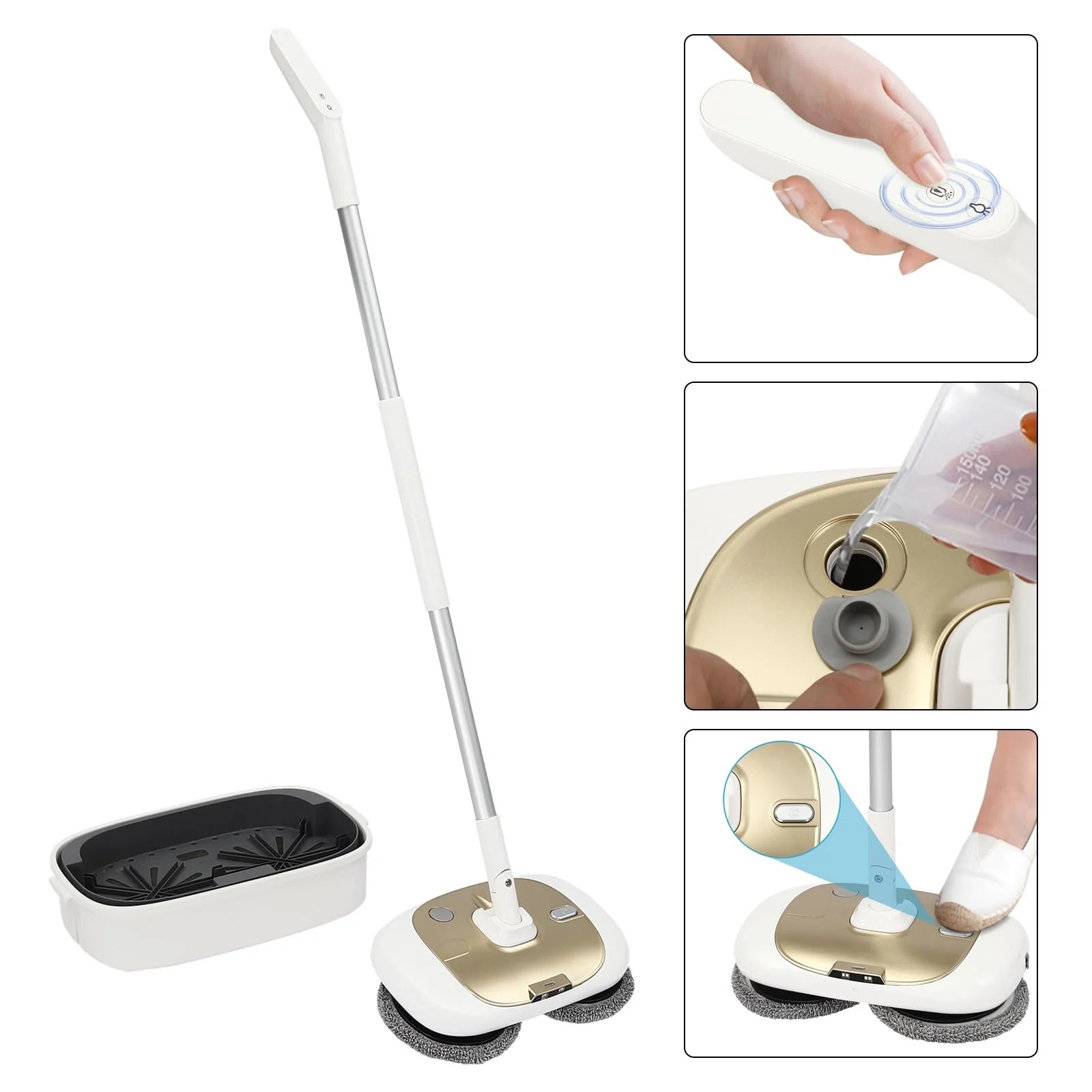 Беспроводная электрическая швабра 40 W 400 ml 2000 mAh Gold, фото №5 Беспроводная электрическая швабра 40 W 400 ml 2000 mAh Gold, фото №5