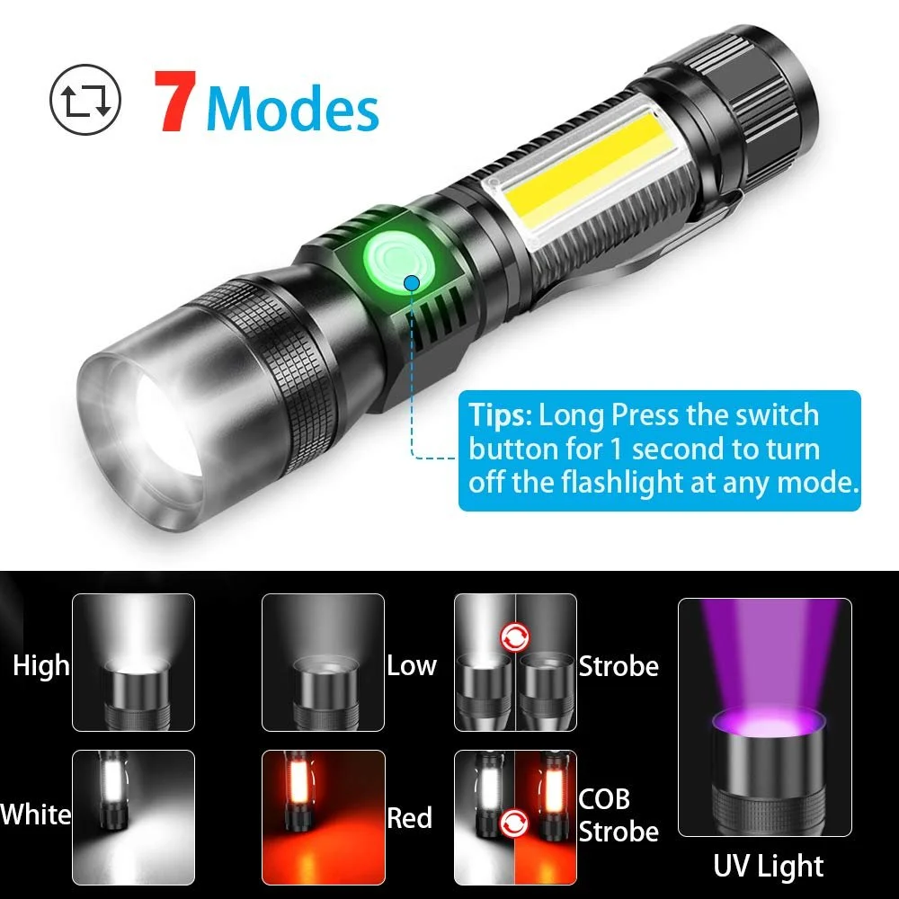 Ліхтар Karrong LED UV 395 нм Магнітний USB Перезаряджуваний COB Бічне світло Червоне світло 2200 mAh Акумулятор Водонепроникний Ультрафіолетова, фото №3