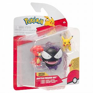 Фігурки для битв Pokémon, набір з 3 штук - Пікачу 5,1 cm, Магбі 5,1 cm і Гастлі 7,6 cm synthetic.ua - Фото 1