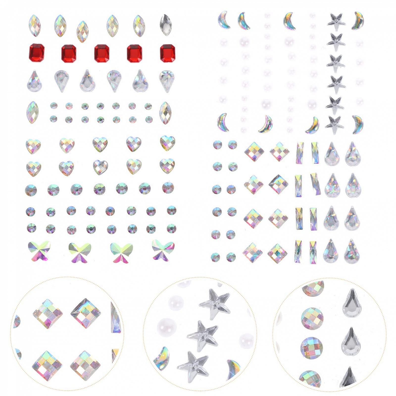 Наклейки Стразы для глаз FRCOLOR 12 листов, драгоценности для лица, наклейки для ногтей, драгоценности для тела, смола с клеевой вставкой, фото №6