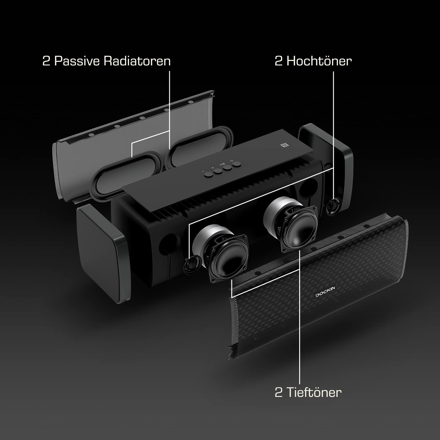 Колонка DOCKIN D FINE Hi-Fi Bluetooth 50 Вт чорна, фото №6