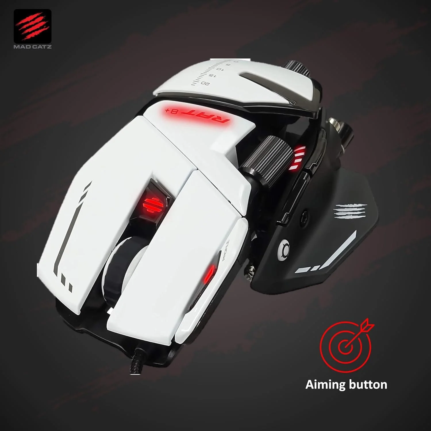 Игровая проводная мышь Mad Catz R.A.T. 8+ Белая, фото №4