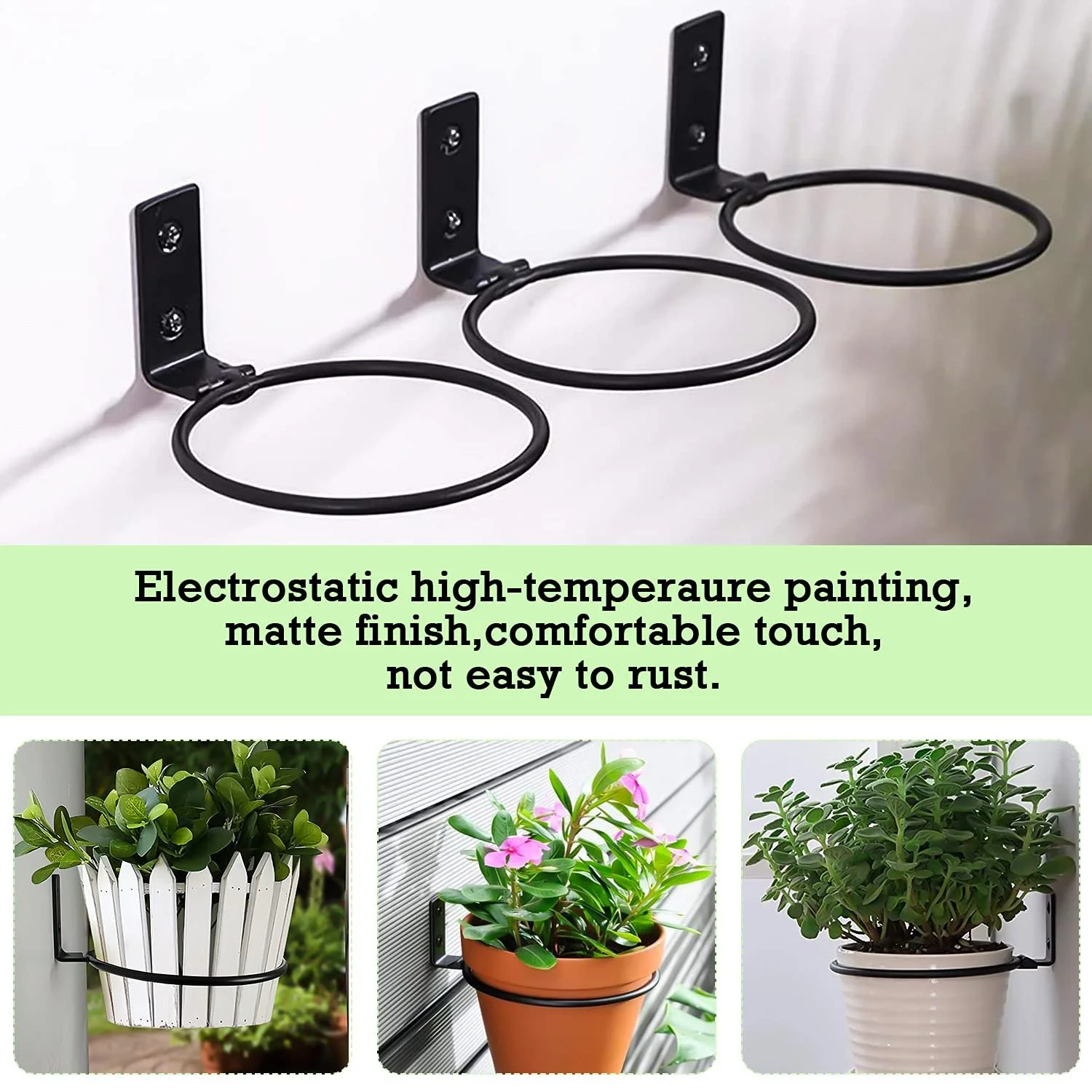 Набір кілець-тримачів для квіткових горщиків GIAK Настінний 3 штуки Складаний Чорний, фото №3 Набір кілець-тримачів для квіткових горщиків GIAK Настінний 3 штуки Складаний Чорний, фото №3