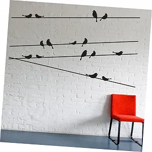 Наклейка на стіну OSALADI Птахи на дроті PVC synthetic.ua - Фото 1