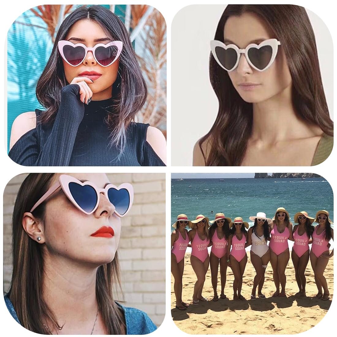 Сонцезахисні окуляри Серце ZKSXOA Вінтаж Набір 2шт Рожевий, Білий, фото №4 Сонцезахисні окуляри Серце ZKSXOA Вінтаж Набір 2шт Рожевий, Білий, фото №4
