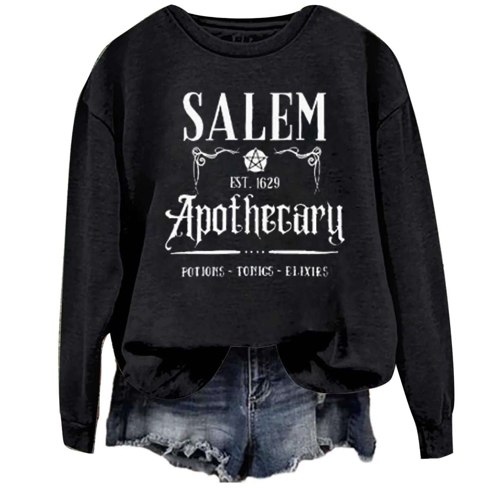 Жіночий світшот Generisch без капюшона, елегантний принт з літерами, готичний стиль, фото №1