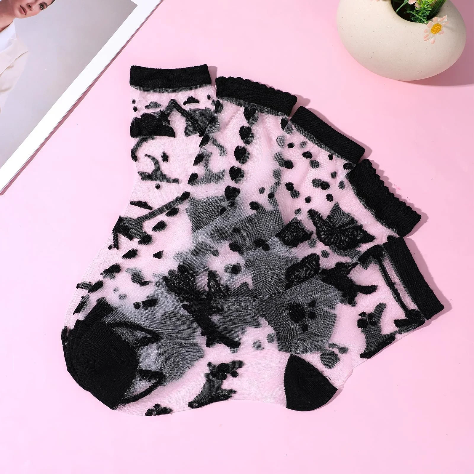 Носки Lusofie Прозрачные Женские Короткие в горошек полосатые клетчатые с рюшами Черные Прозрачные Щиколотки Сетчатые Летние Тонкие Модные Носки, черный, Универсальный размер, фото №4 Носки Lusofie Прозрачные Женские Короткие в горошек полосатые клетчатые с рюшами Черные Прозрачные Щиколотки Сетчатые Летние Тонкие Модные Носки, черный, Универсальный размер, фото №4