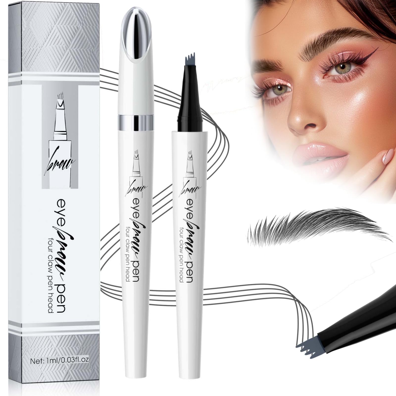 Олівець для брів Waterproof 3D Microblading 4 Tips Eyebrow Pencil 03# Сірий, фото №1