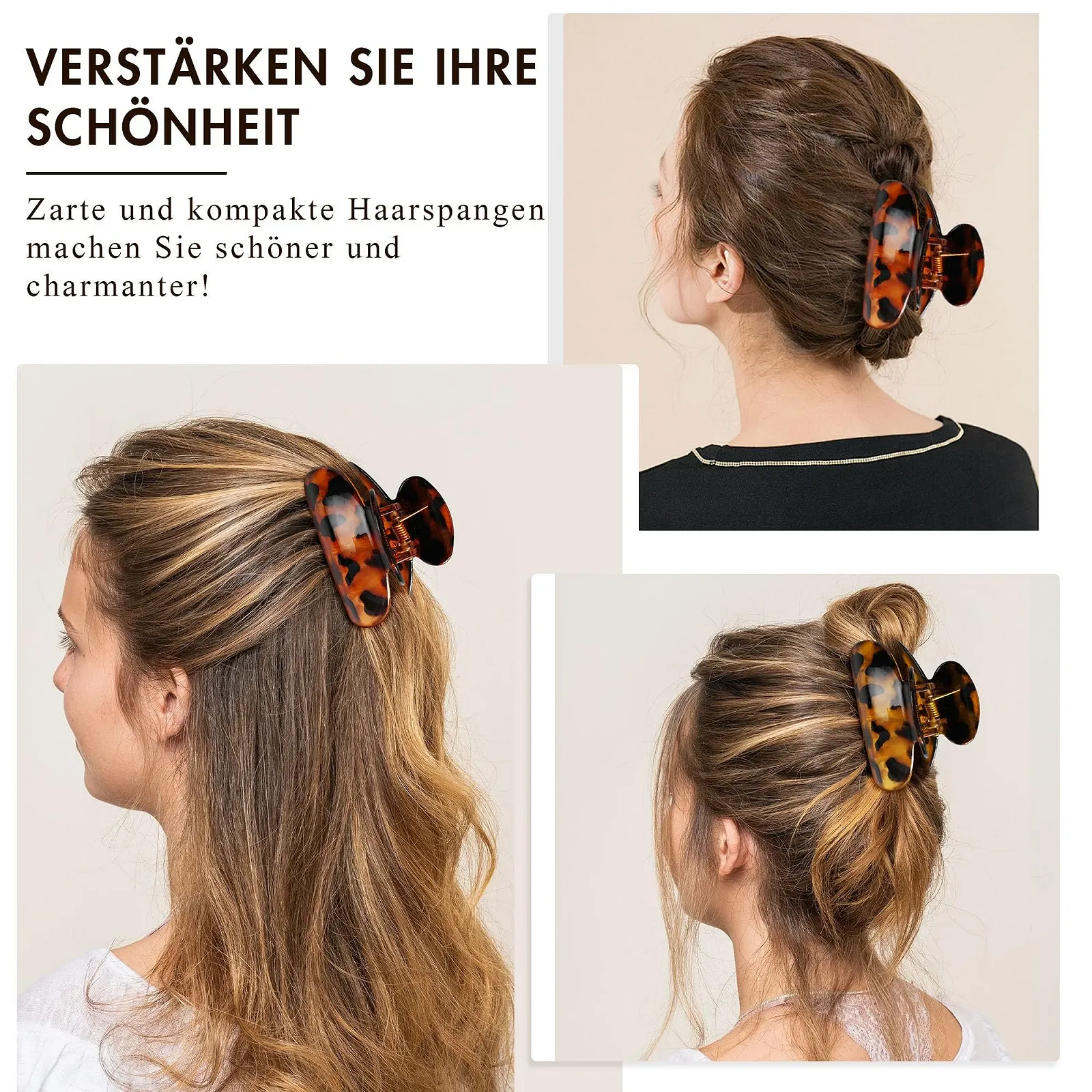Набор заколок для волос 3 шт Леопард из черного пластика для женщин 7 см x 4 см, фото №6