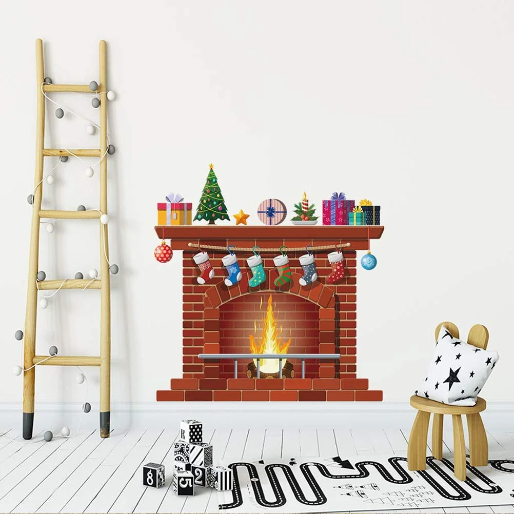 Наклейка на стіну Різдвяний камін Різні кольори Декор для вітальні Спальні Дитячої, фото №5