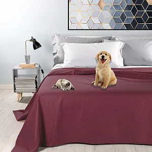 Покрывало Byour3 Хлопок Двуспальное Водоотталкивающее - Грязеотталкивающее одеяло - Бордовый, Односпальная кровать - Фото 1