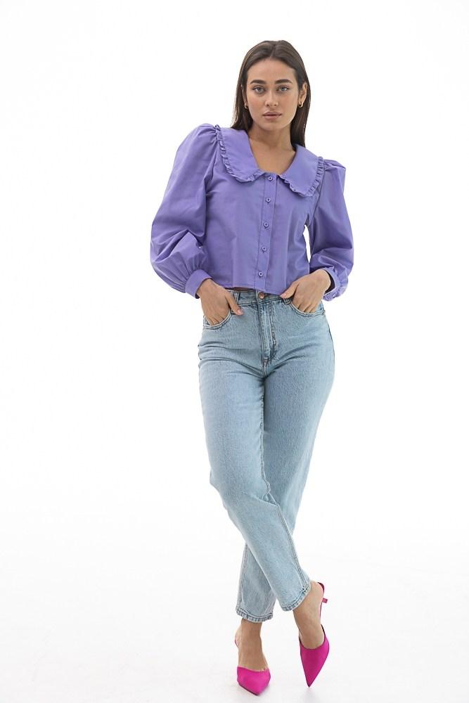 Блуза женская укороченная с объемными рукавами сиреневая Modna KAZKA MKAR69007-3 44, фото №6 Блуза женская укороченная с объемными рукавами сиреневая Modna KAZKA MKAR69007-3 44, фото №6