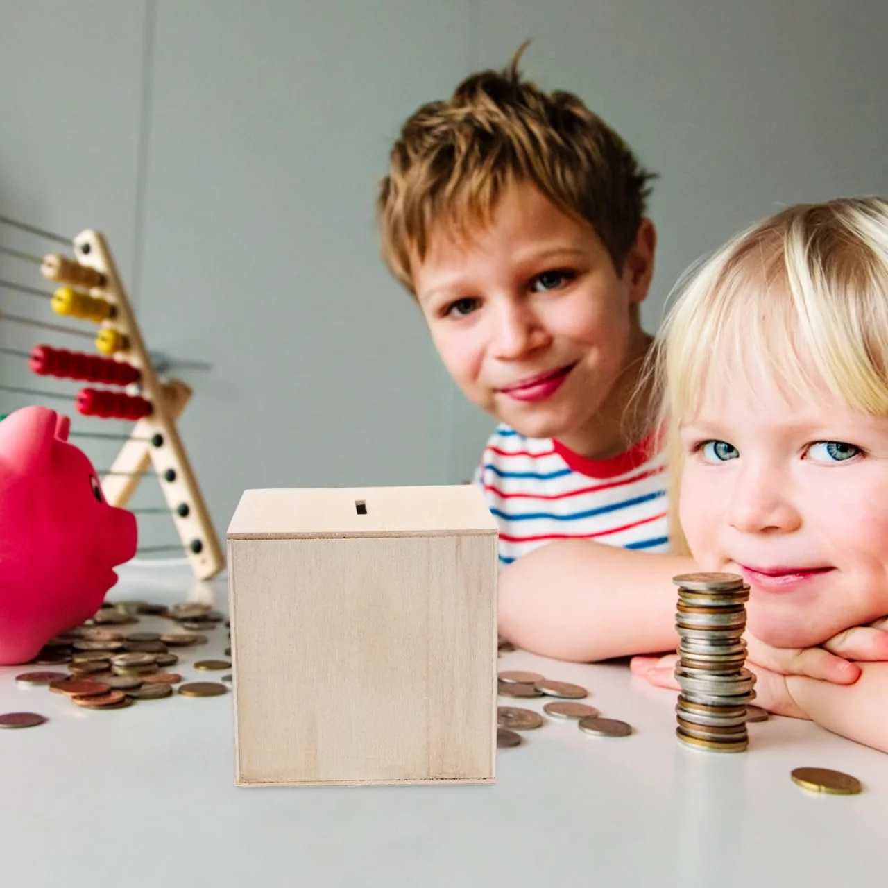 Скарбничка minkissy Набір 4 шт. Дерев'яна Квадратна, фото №3