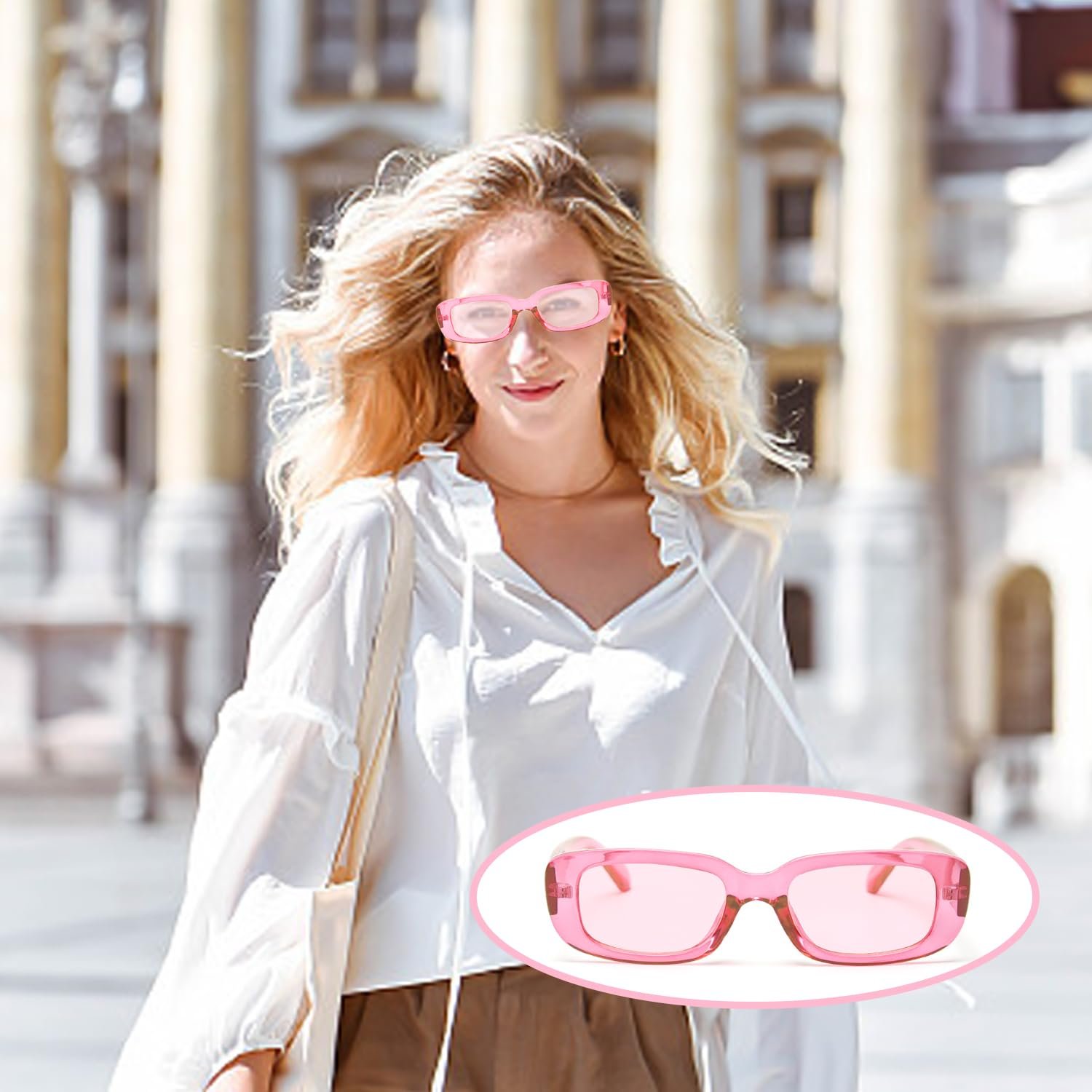 Сонцезахисні Окуляри CVFRTT Прямокутні Ретро Рожеві, фото №6