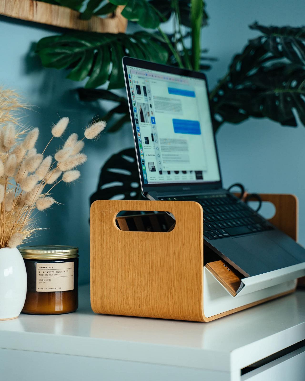 Подставка для ноутбука Gustav Original деревянная и алюминиевая мобильная, органайзер для стола (до 15 дюймов), фото №10