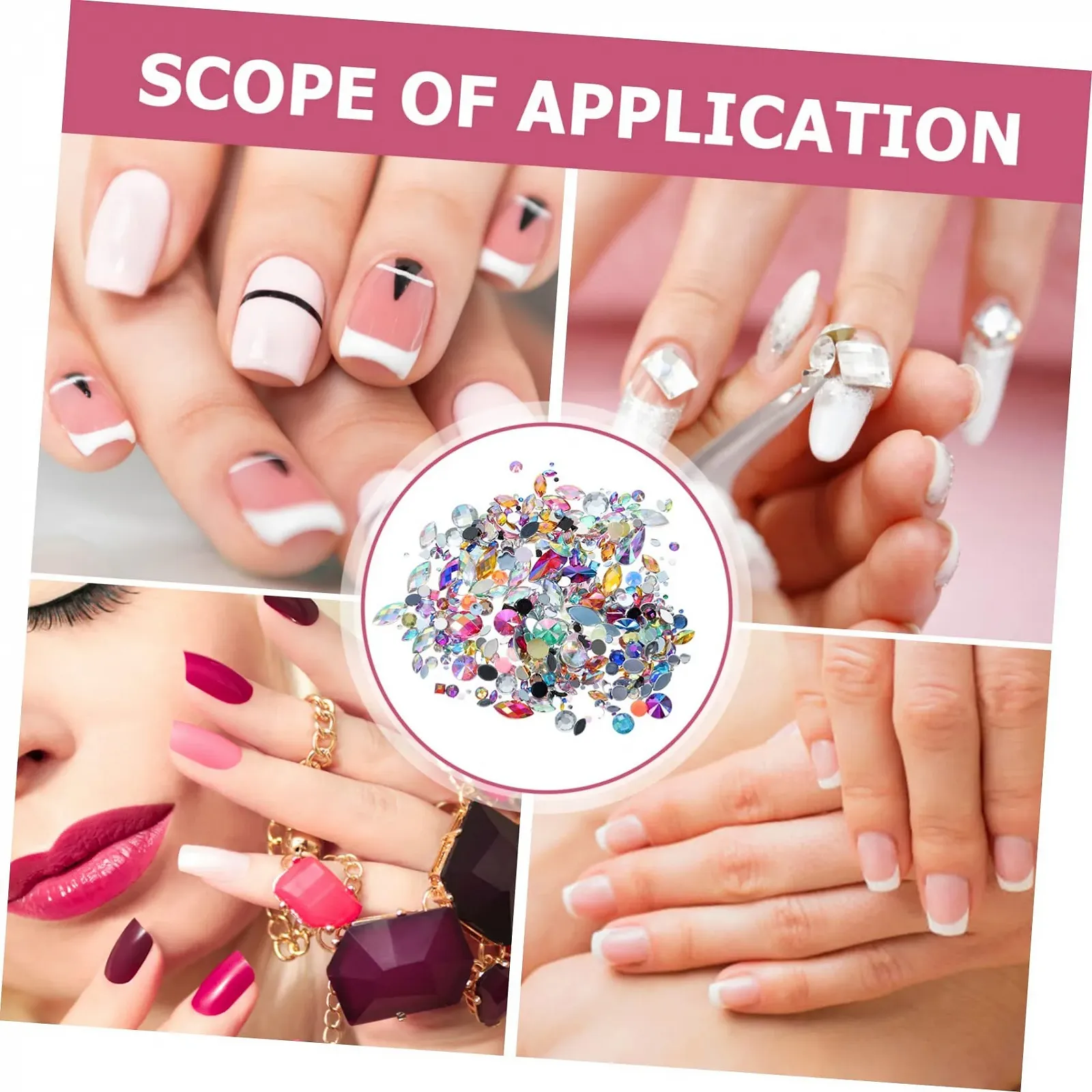 Стразы minkissy с плоским дном 900 шт. для рукоделия, разноцветные блестящие камни для украшения ногтей для творческих художественных проектов и маникюра, фото №5