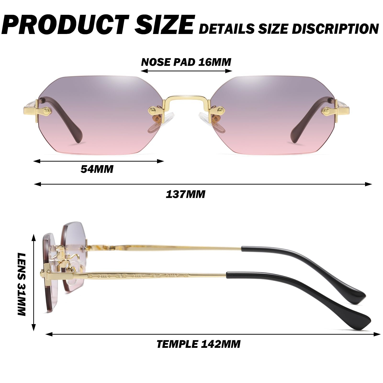 Сонцезахисні окуляри Ретро Прямокутні Безкаркасні для Жінок та Чоловіків, фото №5 Сонцезахисні окуляри Ретро Прямокутні Безкаркасні для Жінок та Чоловіків, фото №5