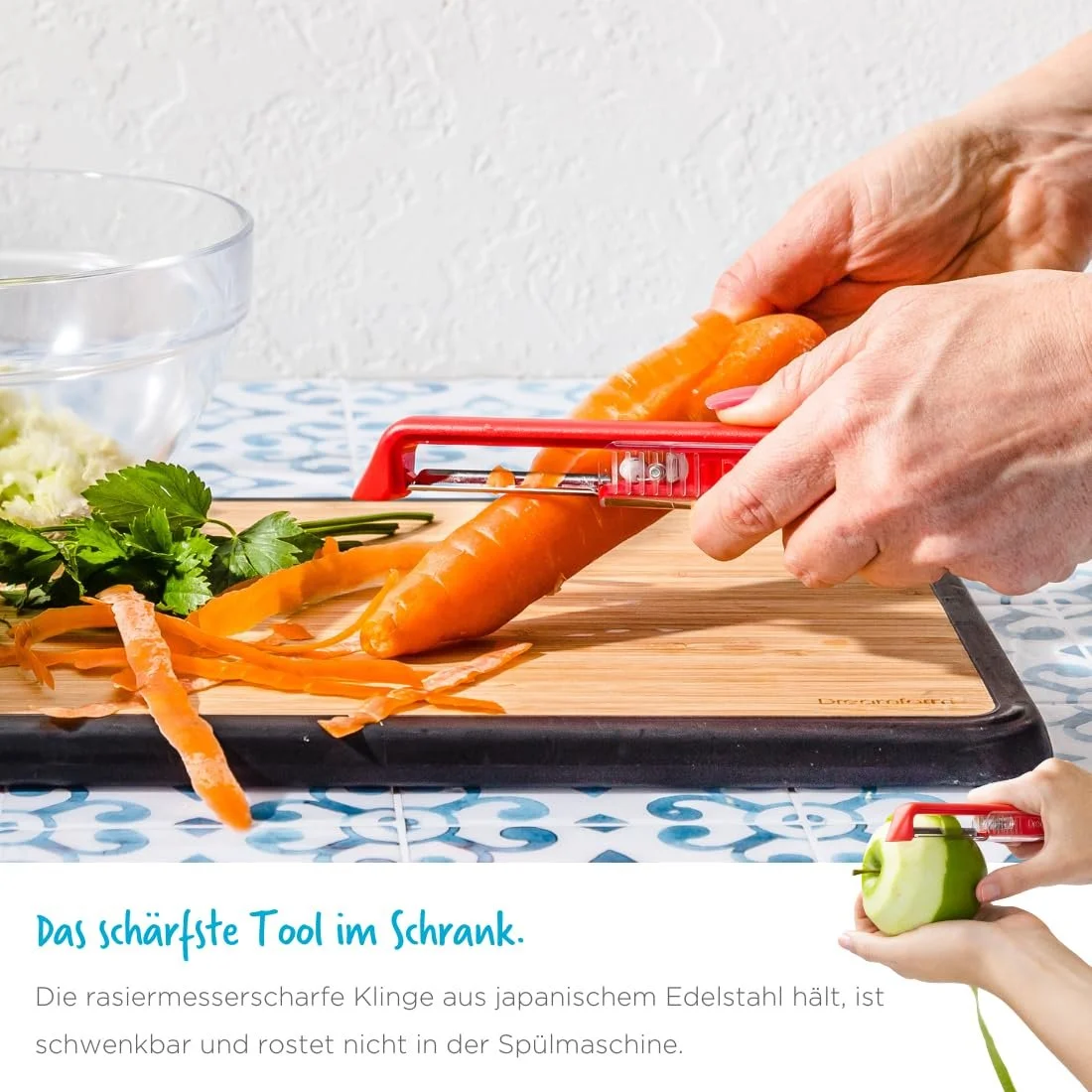 Овочечистка  Dreamfarm SHARPLE Червона з керамічним точилом з японської нержавіючої сталі, фото №7