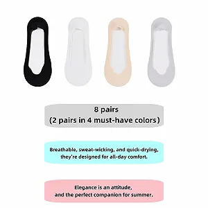 Женские носки-подследники 8 пар Белый, бежевый, серый и черный размер 38 - 42 synthetic.ua - Фото 1