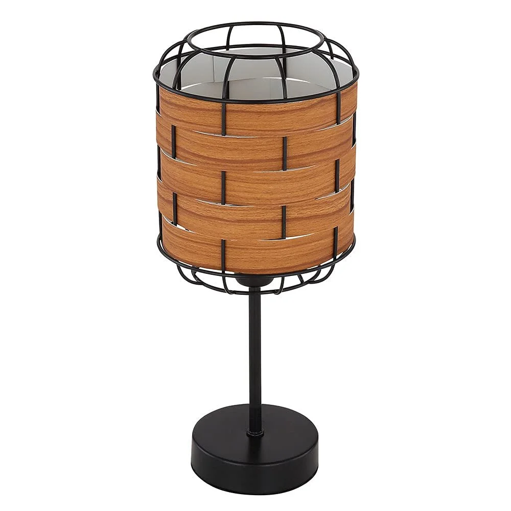 Настільна лампа etc-shop Wood Look Boho Lattice Metal 15 x 35 см Чорно-коричнева, фото №1