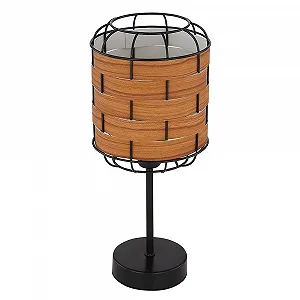 Настільна лампа etc-shop Wood Look Boho Lattice Metal 15 x 35 см Чорно-коричнева - Фото 1