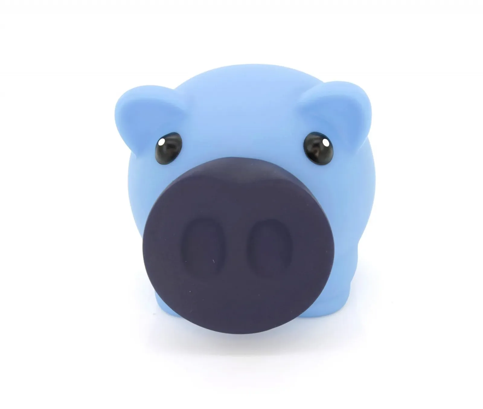 Копилка-свинья с мягким резиновым корпусом и пробкой 10x7.5x8 см Голубая, фото №6