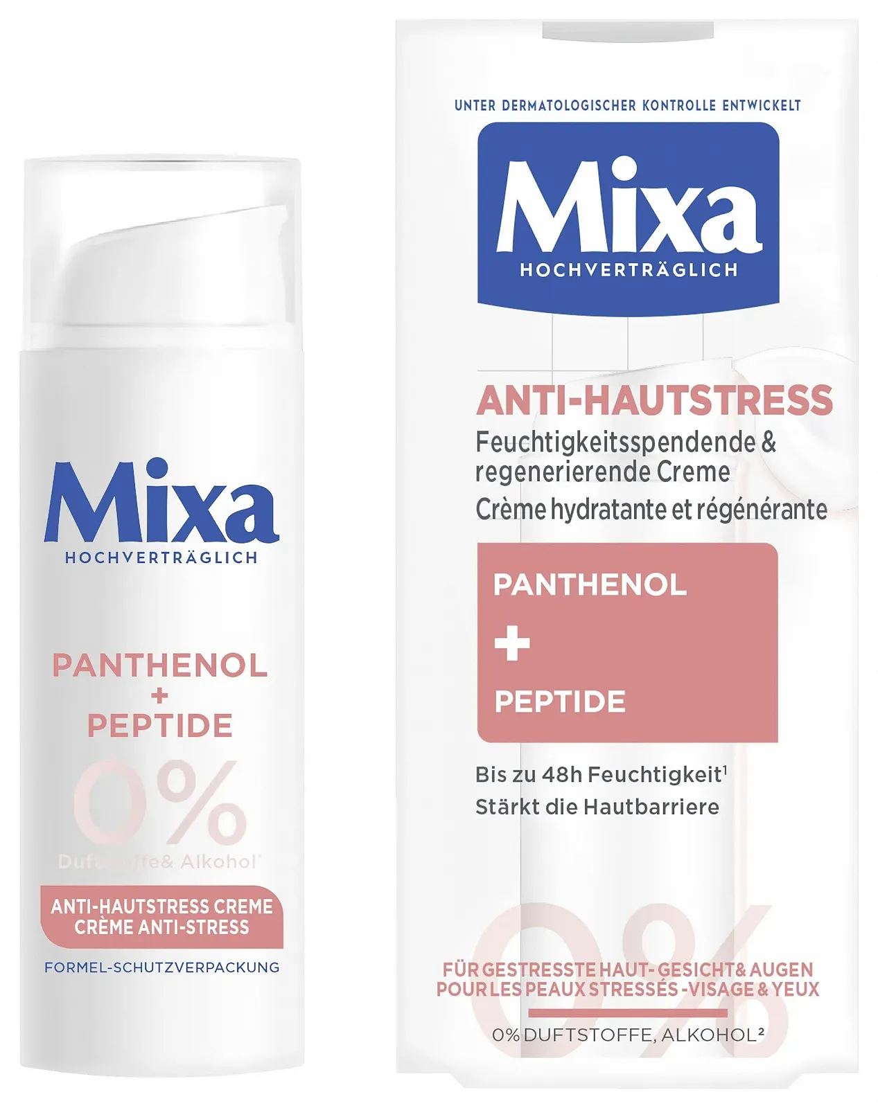 Крем для обличчя Mixa Anti-Skin Stress зволожувальний та регенерувальний з пантенолом та пептидами 50 мл, фото №1