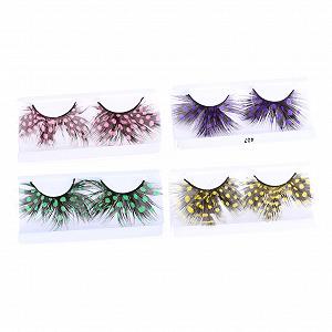 Накладные ресницы Angoily 4 пары густые перекрещенные драматические для Хэллоуина инструмент для снятия геля длинные ресницы Павлинье око пушистые перья - Фото 1