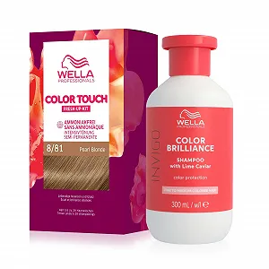 Напівперманентна фарба для волосся без аміаку 8/81 Перлинний блонд (130 мл) та Шампунь для захисту кольору Color Brilliance для тонкого волосся з низьким значенням pH (300 мл) - Фото 1