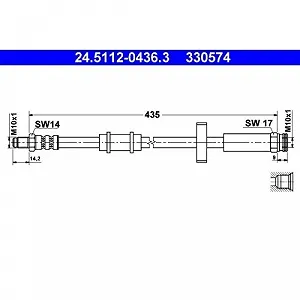Тормозной шланг ATE 24.5112-0436.3 для CITROËN FIAT PEUGEOT, передний мост - Фото 1