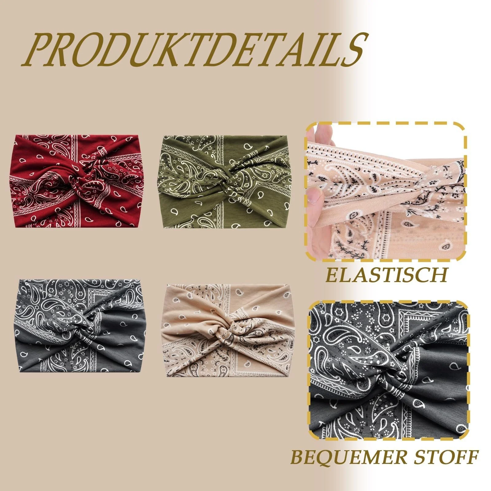 Повязка на голову Эластичная Широкая, фото №3