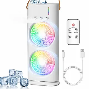 Мобильный кондиционер Anluomania 4-в-1 с пультом дистанционного управления 3 скорости 3 режима тумана USB - Фото 1