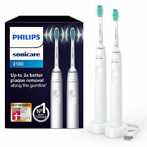 Зубная щетка электрическая Philips Sonicare 3100 HX3675/13 звуковая, контроль давления, таймер, белая, 2 шт. - Фото 1
